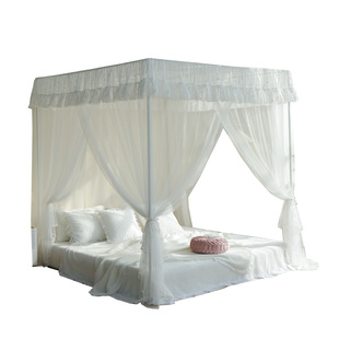 新款家用卧室蚊帐1米8x2米 白色落地蚊帐1米5床 儿童公主蚊帐1.2