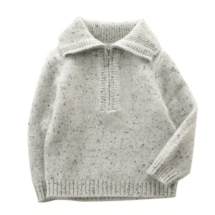 儿童羊绒衫秋冬款男童毛衣拉链翻领三股加厚宝宝中大童针织衫外套