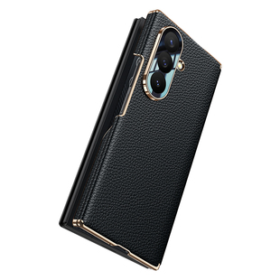 适用于三星Z TriFold头层牛皮磁吸翻盖三折叠中轴保护皮套商务高档真皮手机壳防摔耐脏