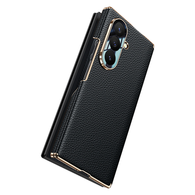 适用于三星Z TriFold头层牛皮磁吸翻盖三折叠中轴保护皮套商务高档真皮手机壳防摔耐脏