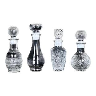 包邮玻璃空酒瓶便携浮雕装饰自酿香水分装容器洋酒瓶250ml半斤