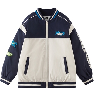 【无氟】MQD男童三防羽绒服2025冬季新款儿童拼接棒球领羽绒外套