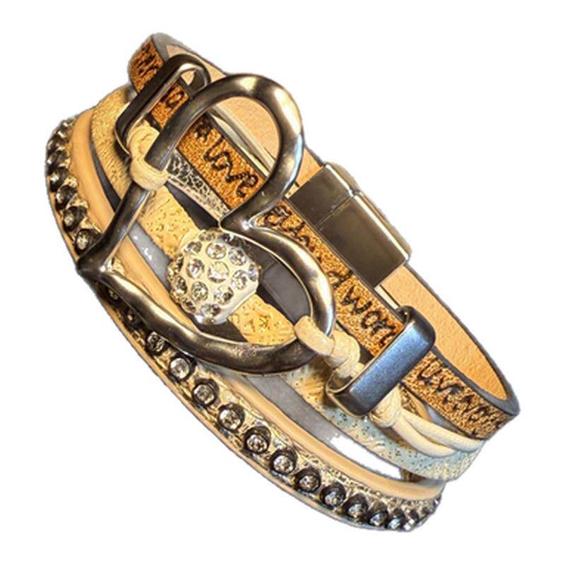 开花的橄榄 Vintage古着 Love Bracelet棕色爱心皮革手链 手环