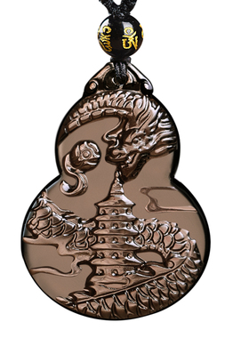 冰种黑曜石祥龙护塔吉祥物宏吊坠