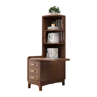 新中式实木沙发边柜胡桃木侧边柜客厅边几书柜墙角收纳转角置物柜