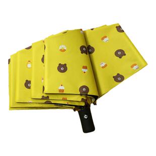 新款全自动小熊晴雨三折伞黄色防紫外线黑胶男女水果遮阳可爱伞
