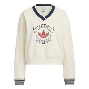 宋雨琦同款毛圈布加绒V领宽松运动卫衣女装adidas阿迪达斯三叶草