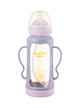 带防摔套高硼硅玻璃奶瓶300mL