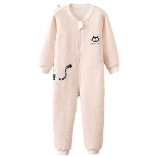 儿童连体衣秋冬加厚款睡袋冬纯棉男童卡通连身睡衣冬季女童中大童