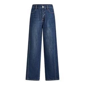 A21复古深蓝色直筒牛仔裤