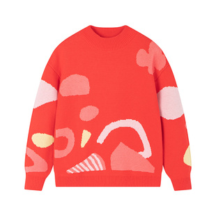 女童红色新年加厚毛衣2022秋冬款洋气时髦半高领打底中大儿童线衫