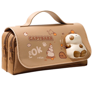 卡皮巴拉解压笔袋大容量高颜值熊猫文具盒2026新款一年级的男孩女孩版小学生初中女生文具袋铅笔盒ins风笔盒