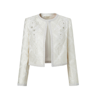 Sun雅乔【纸醉金迷】早秋新款重工轻奢短外套巴洛克金丝加绒上衣