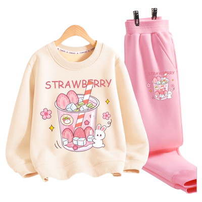 拉夏贝尔女童冬装套装2025新款加绒卫衣大童女装秋冬童装儿童衣服