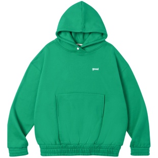 美好商店MeihaoStore纯色good印花oversize连帽套头卫衣加绒情侣