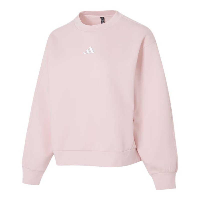 Adidas阿迪达斯正品女款粉色圆领套头衫上衣休闲百搭卫衣 KC0050