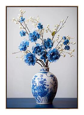 中古风青花瓷装饰画茶室沙发套装