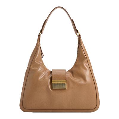 金属方扣大容量腋下单肩包