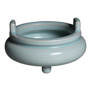 河南汝州清凉寺仿古天青釉双耳香炉北宋汝窑古风香道宣德炉香薰炉