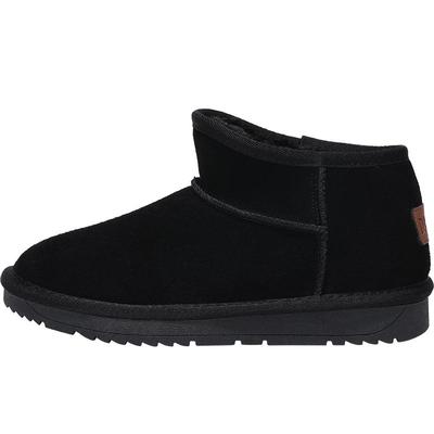 达芙妮真皮雪地靴女冬加绒厚棉鞋