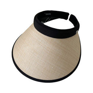 2026新款轻便发箍草编空顶帽女夏UV黑胶防晒帽遮阳百搭大檐太阳帽