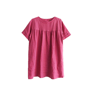 k1014韩国女装代2025宽松亚麻凉爽慵懒渡假短袖夏女连衣裙宋慧乔