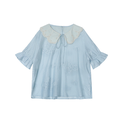 安妮森林复古天丝仙气短袖上衣女
