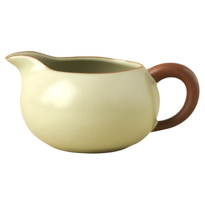 复古汝窑米黄180ml公道杯手柄