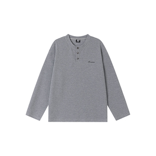 FORNINES华夫格亨利领重磅长袖T恤男款潮牌秋冬内搭卫衣打底衫女