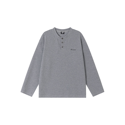 FORNINES华夫格亨利领重磅长袖T恤男款潮牌秋冬内搭卫衣打底衫女