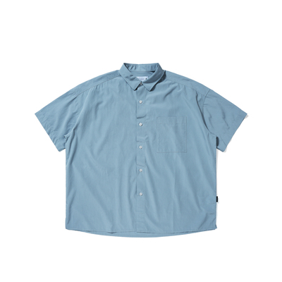 Vavu纯色翻领口袋短袖衬衫