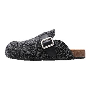 多嘴驴Donkey毛毡勃肯鞋女复古绒面皮带扣包头半拖鞋平底穆勒鞋男