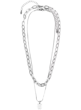 方牌钛钢可调节双层银白色蛇骨链