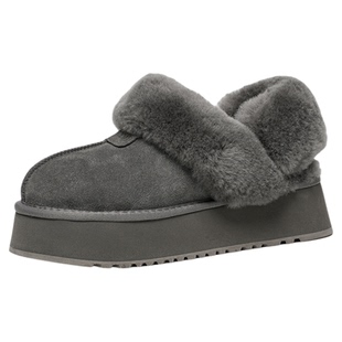 BeauToday泰迪系列厚底雪地靴女款加绒毛毛鞋保暖棉鞋BT低帮半拖