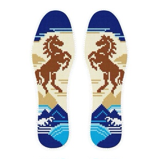 新款2026发财藏蓝耐脏生肖马大气配色稳重适合男士商务十字绣鞋垫