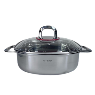 方形汤锅18/10不锈钢加厚一体成型炖煮锅火锅边炉锅24cm