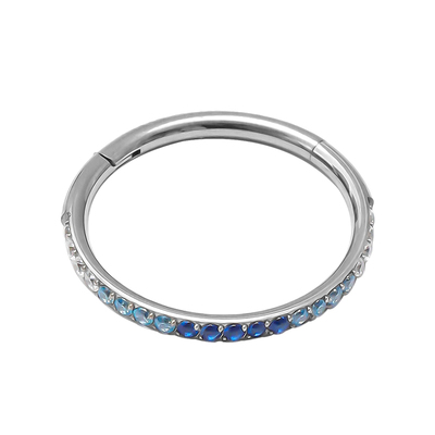 F136钛合金渐变蓝素圈圈耳环