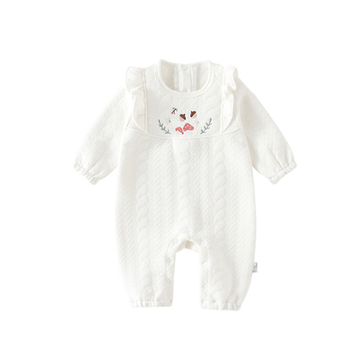 女宝宝可爱长袖连体秋冬季夹丝棉保暖连体衣婴幼儿公主哈衣爬爬服