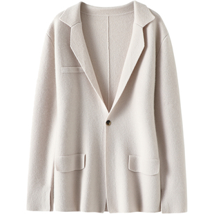 女王范新贵品味！加厚羊绒开衫女纯羊绒毛衣针织开衫小西装外套