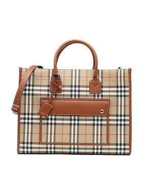 【自营】BURBERRY/博柏利女士格纹手提单肩斜挎包托特包购物袋