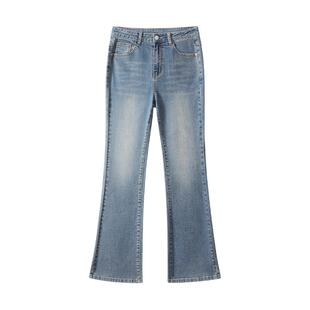 班尼路复古蓝微喇牛仔裤女秋冬爆款高腰显瘦长裤女韩系穿搭裤子Q