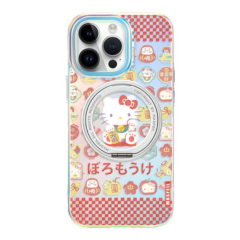 MASFEIL × 招财猫猫咪适用苹果17Promax手机壳新款Lo5磁吸带支架iPhone16Pro保护套15新年14支点创意13pm