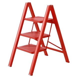 折叠梯子家用爬梯加厚碳钢楼梯小型轻便家庭三步红色乔迁搬家梯凳