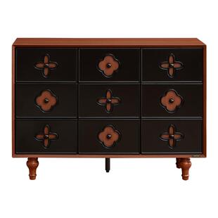 全友家居中古风靠墙储物柜九斗柜卧室床尾置物柜客厅收纳抽屉柜