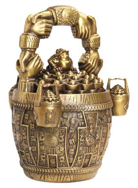 纯铜一桶摆件聚宝盆如意
