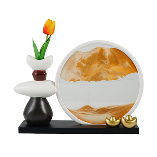 石来运转招财猫摆件办公室玄关轻奢高档客厅装饰品郁金香乔迁礼物