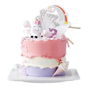 炫彩流苏彩虹七彩大彩虹生日派对插牌插件配件蛋糕装饰用品甜品台