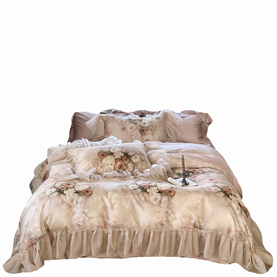 法式油画天丝棉四件套凉感公主风