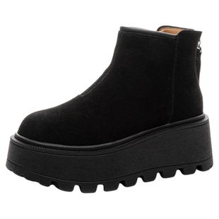 7cm厚底内增高短靴女2026新款冬季加绒磨砂马丁靴女士小短靴防滑
