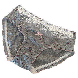 JY·古早味碎花·大码内裤女复古包臀蕾丝三角裤绵软舒服高弹不勒